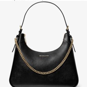 Michael Kors Wilma Large Black Leather Shoulder Bag